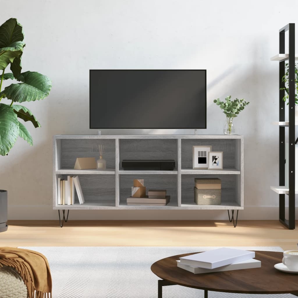 Tv-meubel 103,5x30x50 cm bewerkt hout grijs sonoma eikenkleurig