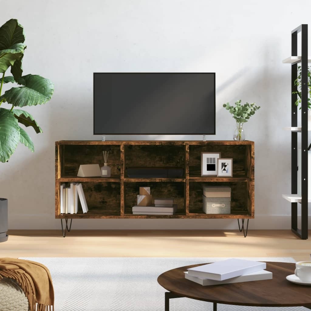 Tv-meubel 103,5x30x50 cm bewerkt hout gerookt eikenkleurig