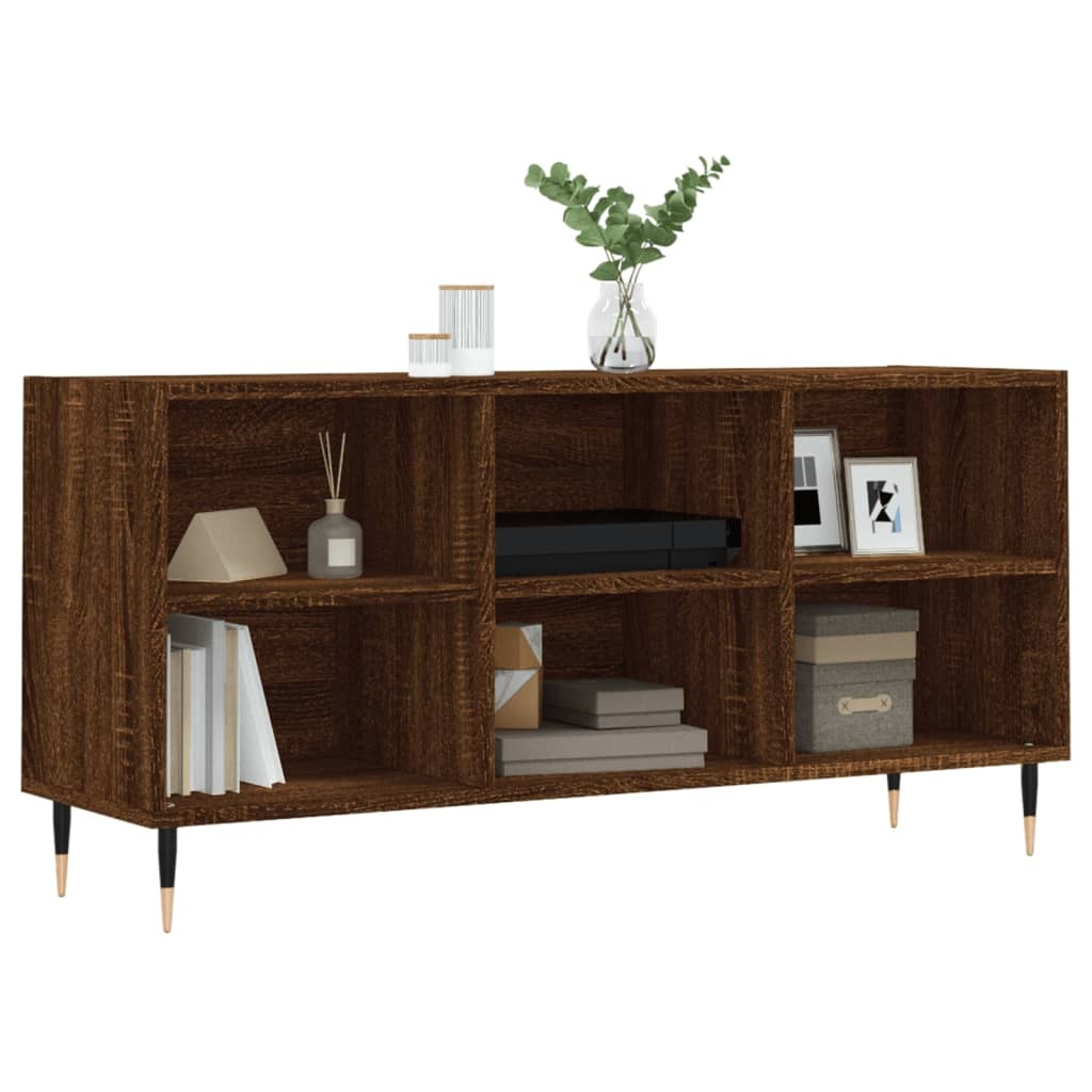 Tv-meubel 103,5x30x50 cm bewerkt hout bruineikenkleurig