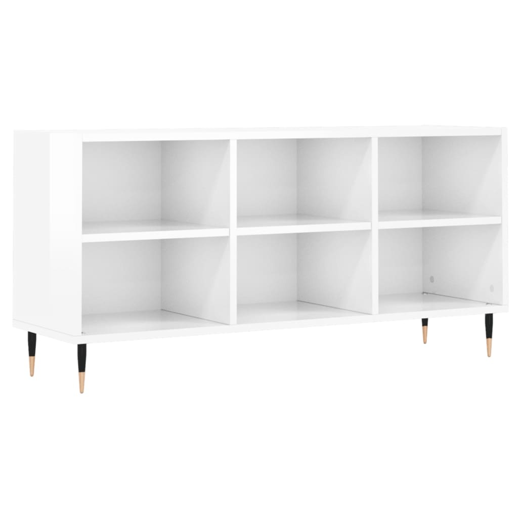 Tv-meubel 103,5x30x50 cm bewerkt hout hoogglans wit