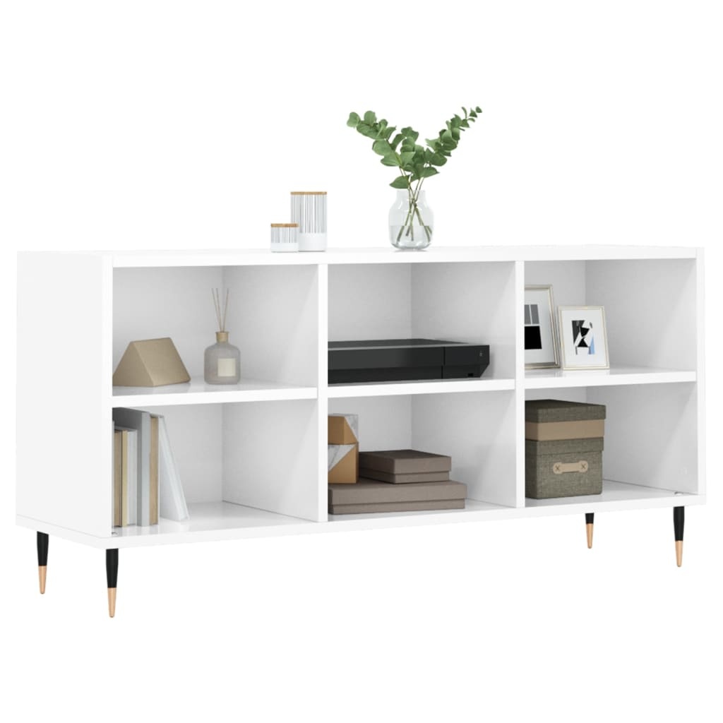 Tv-meubel 103,5x30x50 cm bewerkt hout hoogglans wit