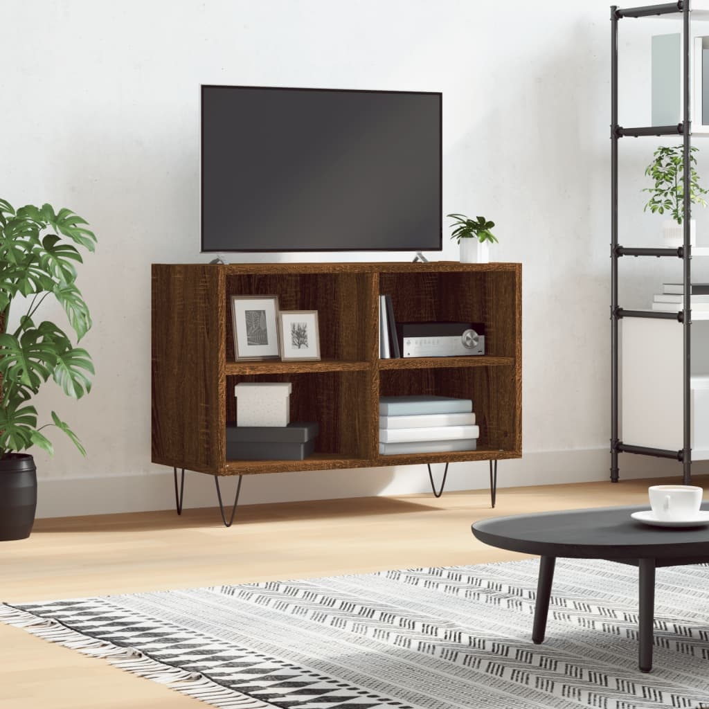 Tv-meubel 69,5x30x50 cm bewerkt hout bruineikenkleurig