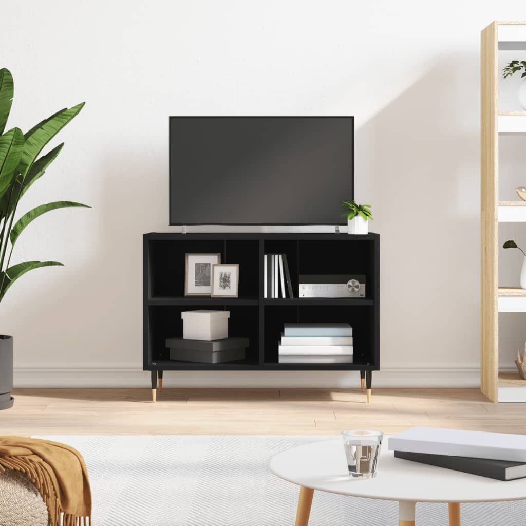 Tv-meubel 69,5x30x50 cm bewerkt hout zwart
