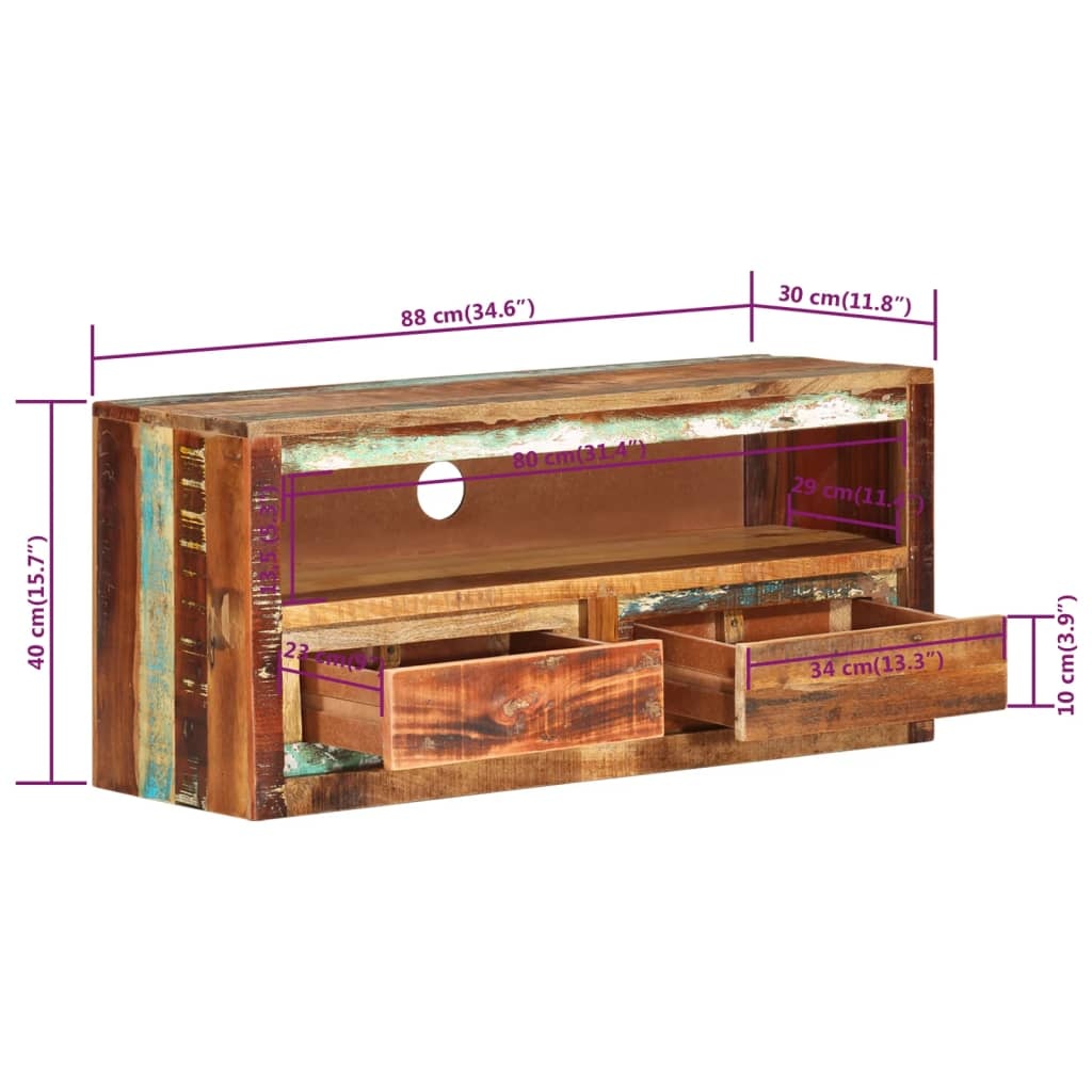 Tv-meubel 88x30x40 cm massief gerecycled hout