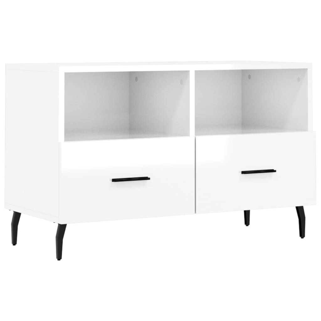 Tv-meubel 80x36x50 cm bewerkt hout hoogglans wit