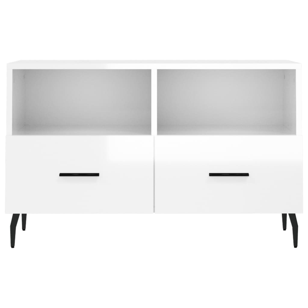 Tv-meubel 80x36x50 cm bewerkt hout hoogglans wit