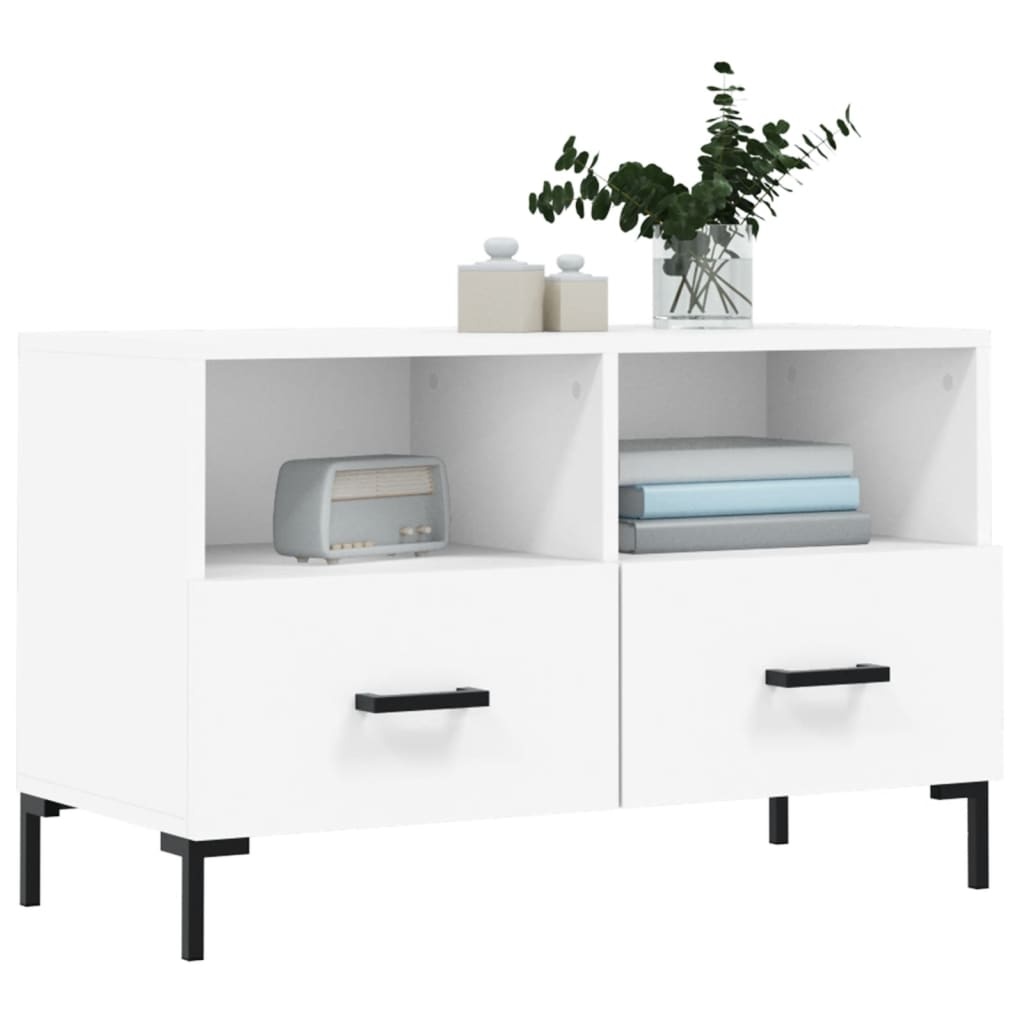 Tv-meubel 80x36x50 cm bewerkt hout wit