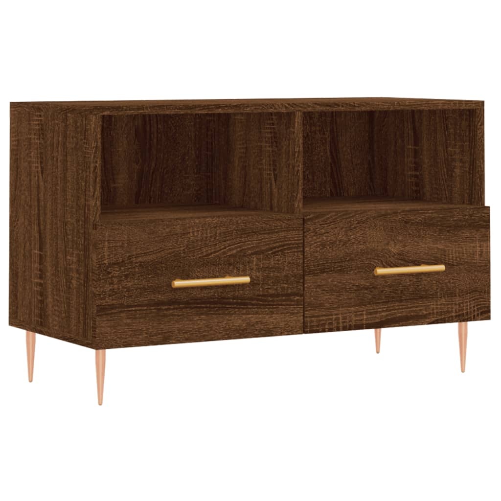 Tv-meubel 80x36x50 cm bewerkt hout bruineikenkleurig