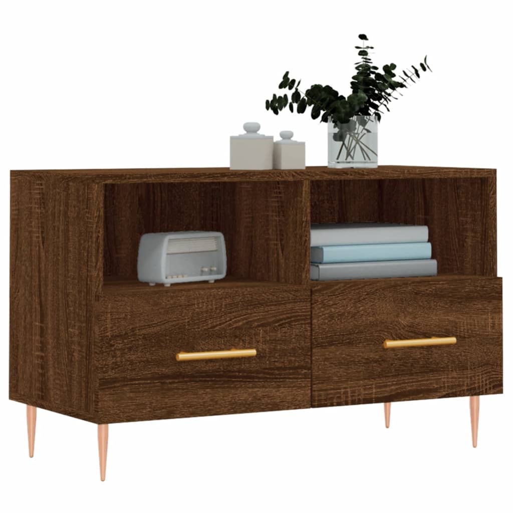 Tv-meubel 80x36x50 cm bewerkt hout bruineikenkleurig