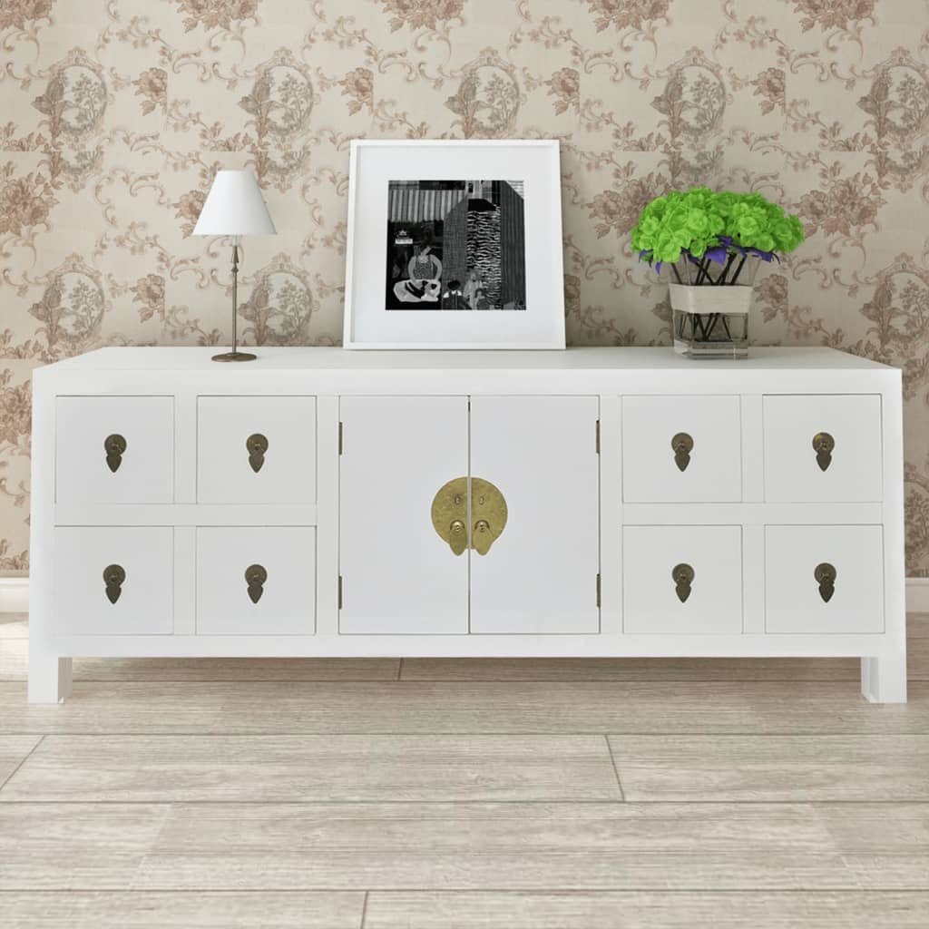 Tv-meubel 110x24x48 cm bewerkt hout wit
