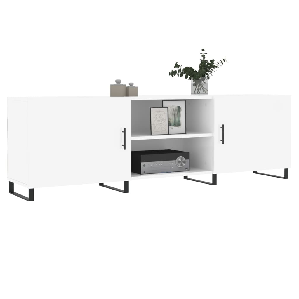 Tv-meubel 150x30x50 cm bewerkt hout hoogglans wit
