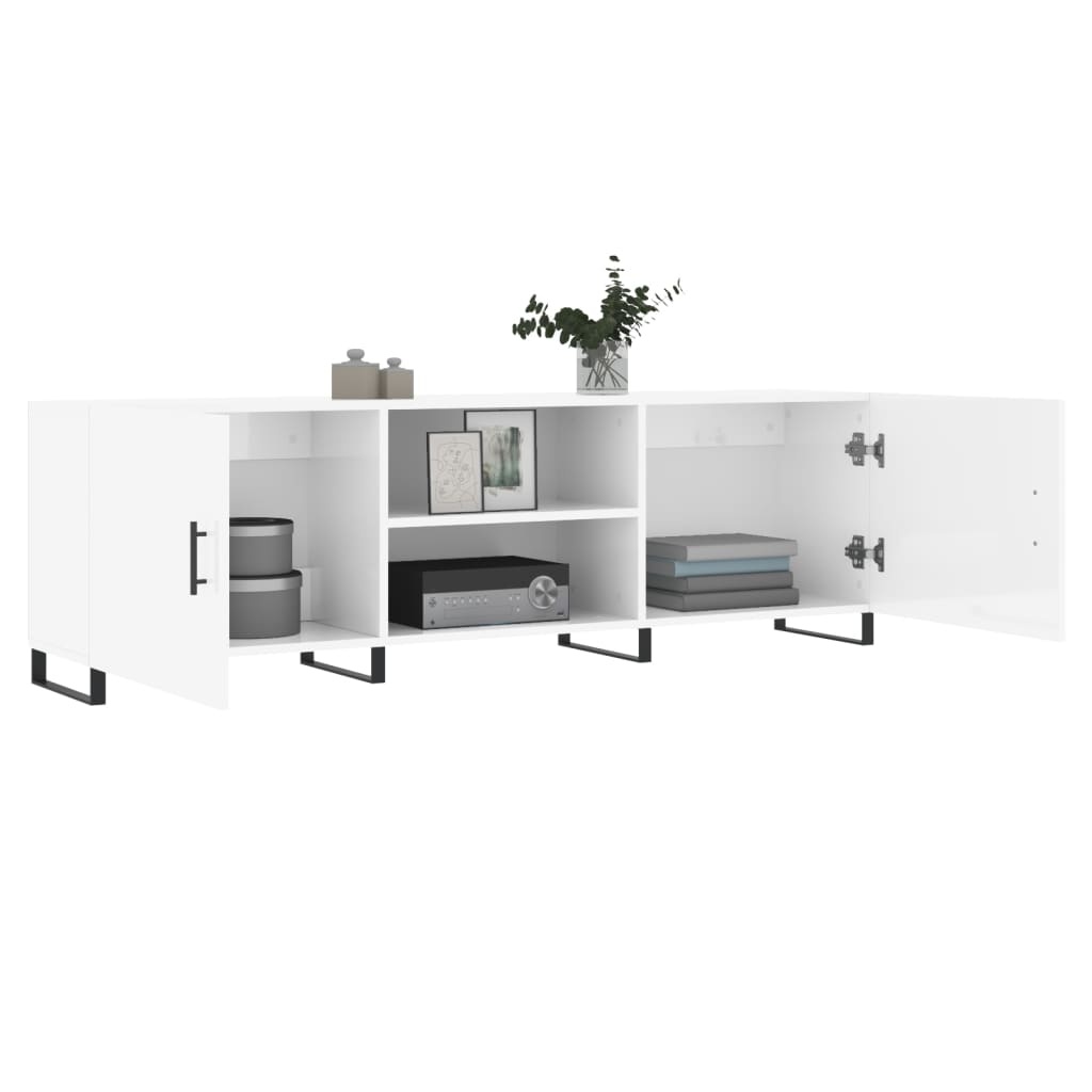 Tv-meubel 150x30x50 cm bewerkt hout hoogglans wit