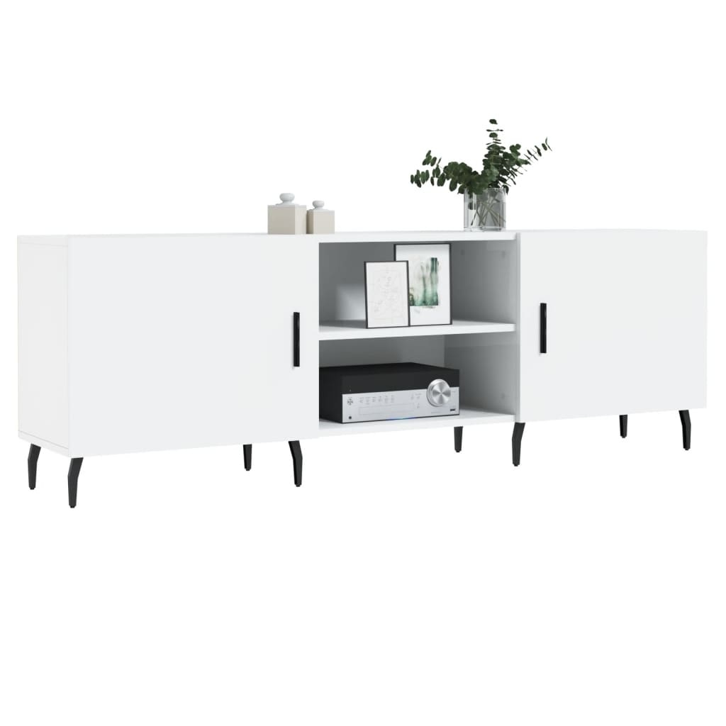 Tv-meubel 150x30x50 cm bewerkt hout hoogglans wit