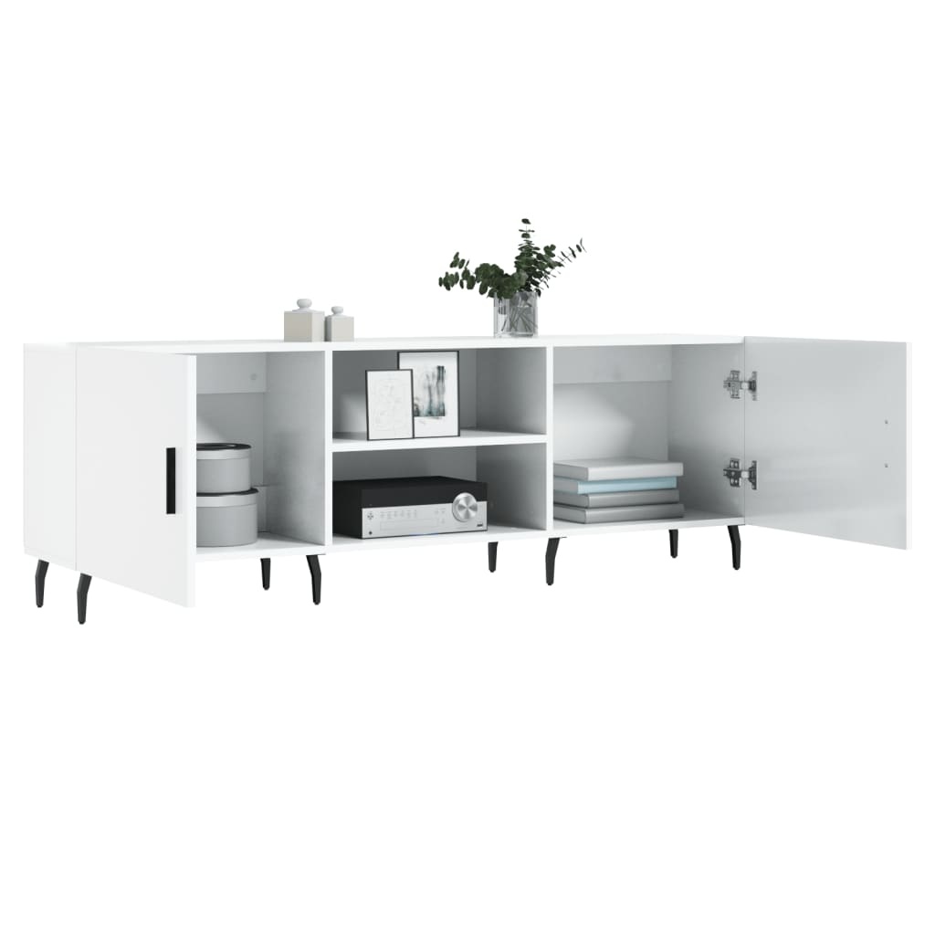 Tv-meubel 150x30x50 cm bewerkt hout hoogglans wit