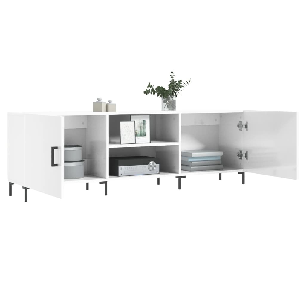 Tv-meubel 150x30x50 cm bewerkt hout hoogglans wit