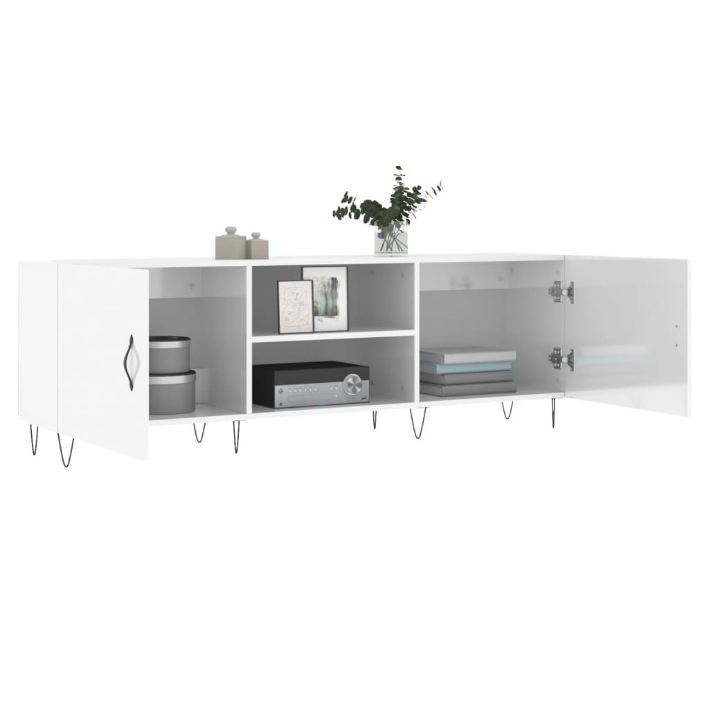 Tv-meubel 150x30x50 cm bewerkt hout hoogglans wit