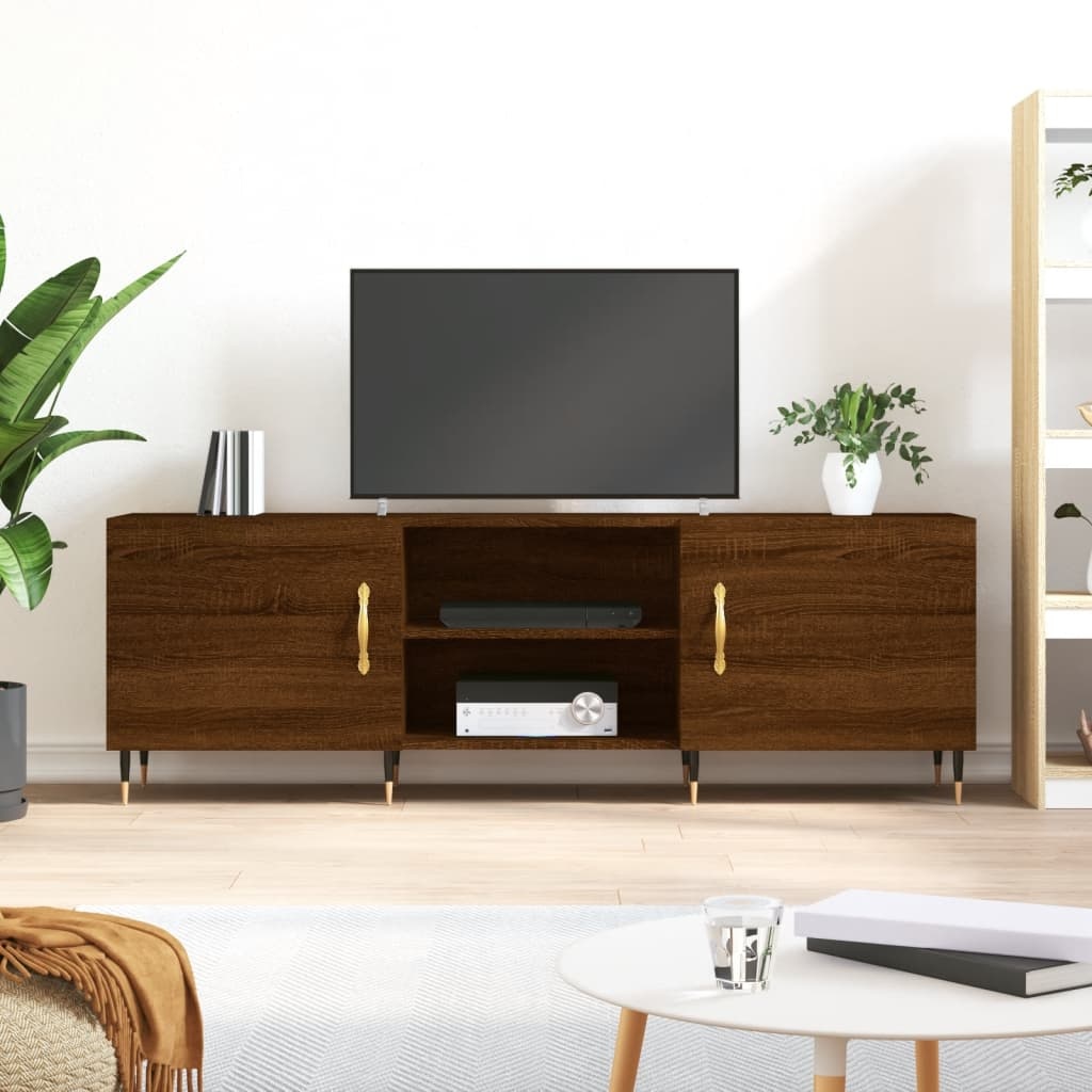 Tv-meubel 150x30x50 cm bewerkt hout bruineikenkleurig