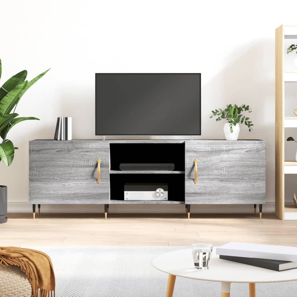 Tv-meubel 150x30x50 cm bewerkt hout grijs sonoma eikenkleurig