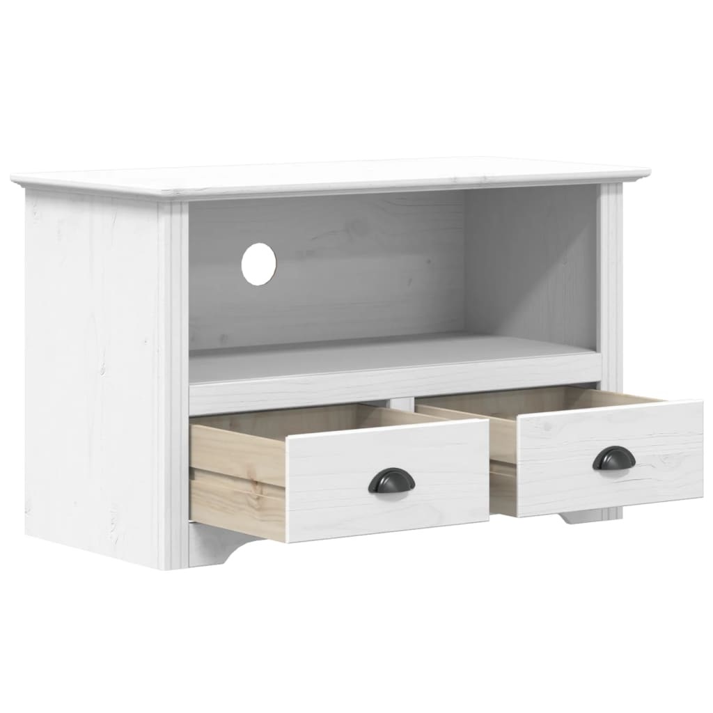 Tv-meubel met 2 lades BODO 91x43x56 cm massief grenenhout wit