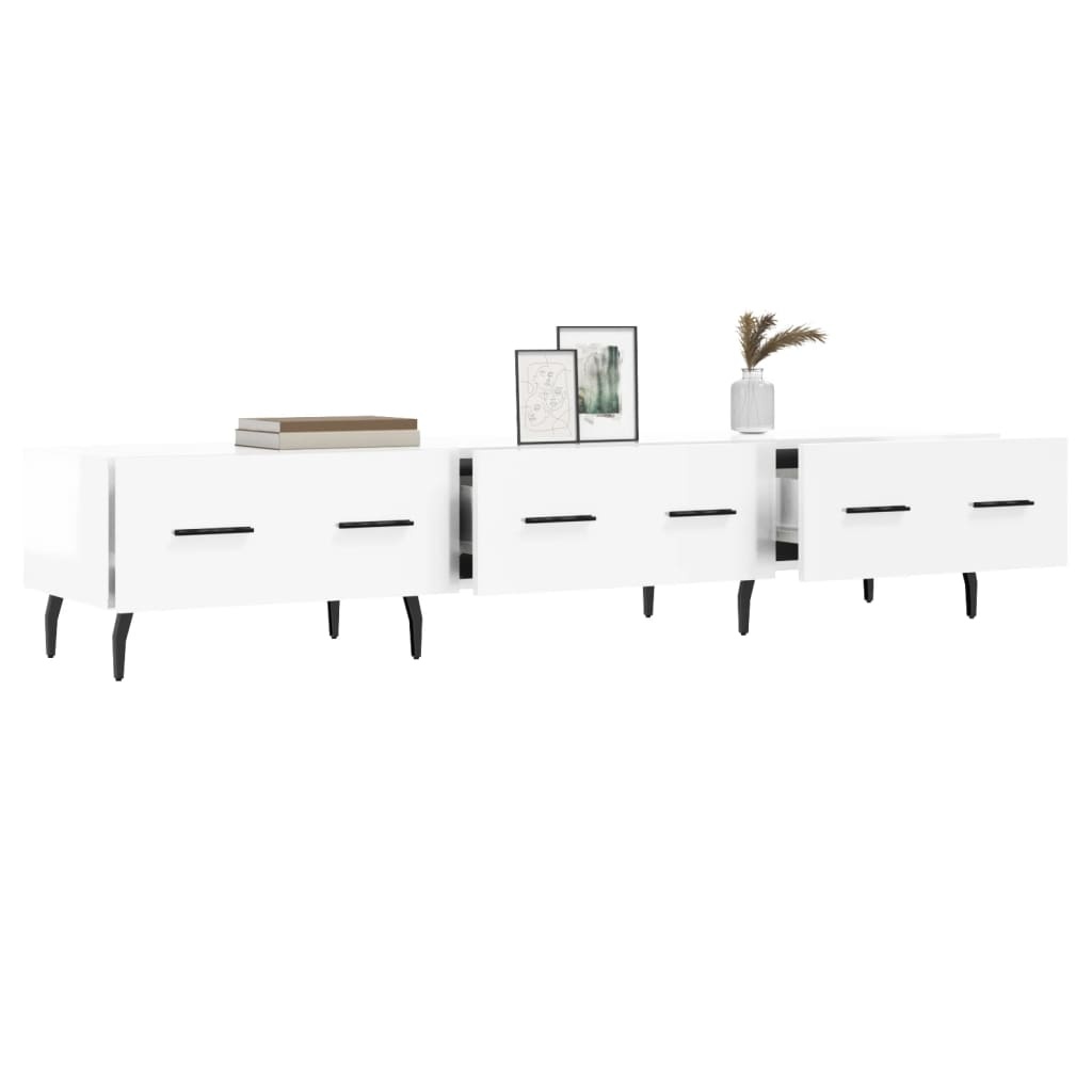 Tv-meubel 150x36x30 cm bewerkt hout hoogglans wit