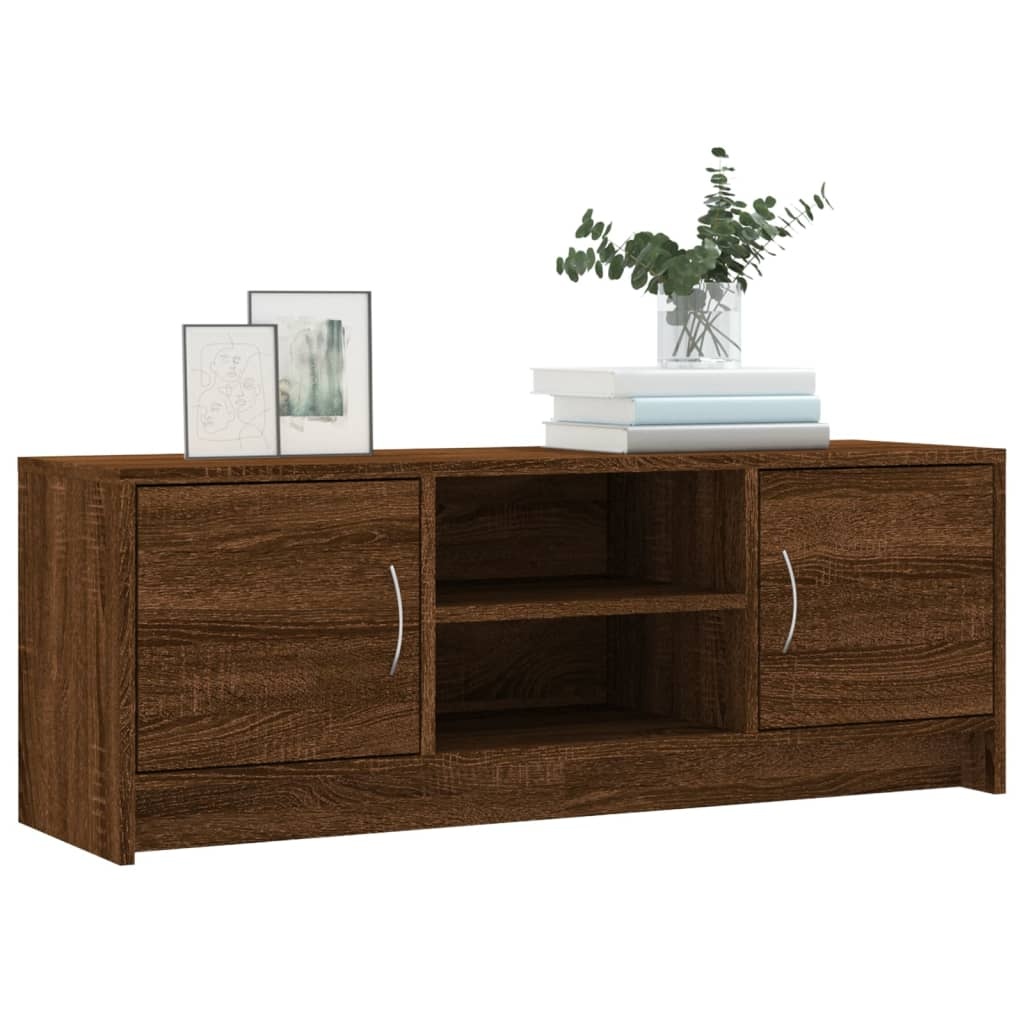 Tv-meubel 102x30x37,5 cm bewerkt hout bruineikenkleurig