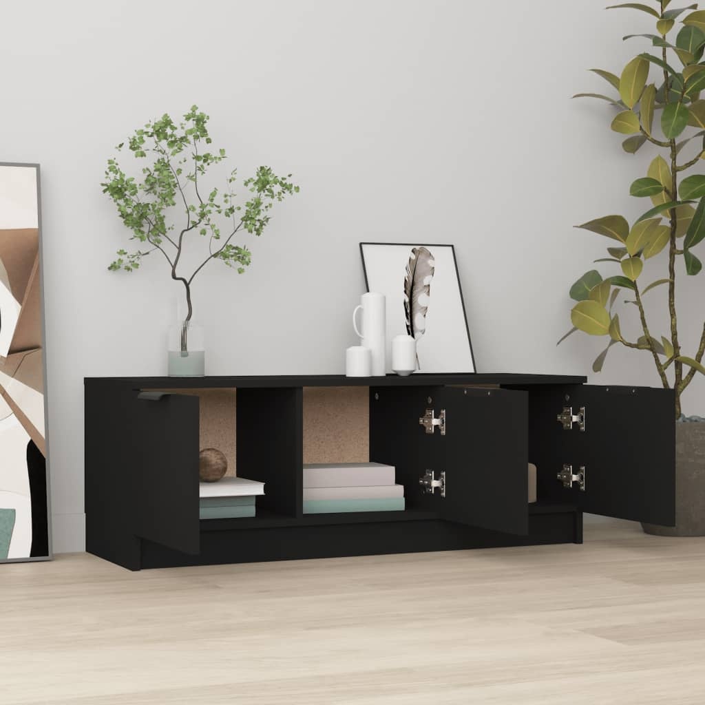 Tv-meubel 102x35x36,5 cm bewerkt hout zwart