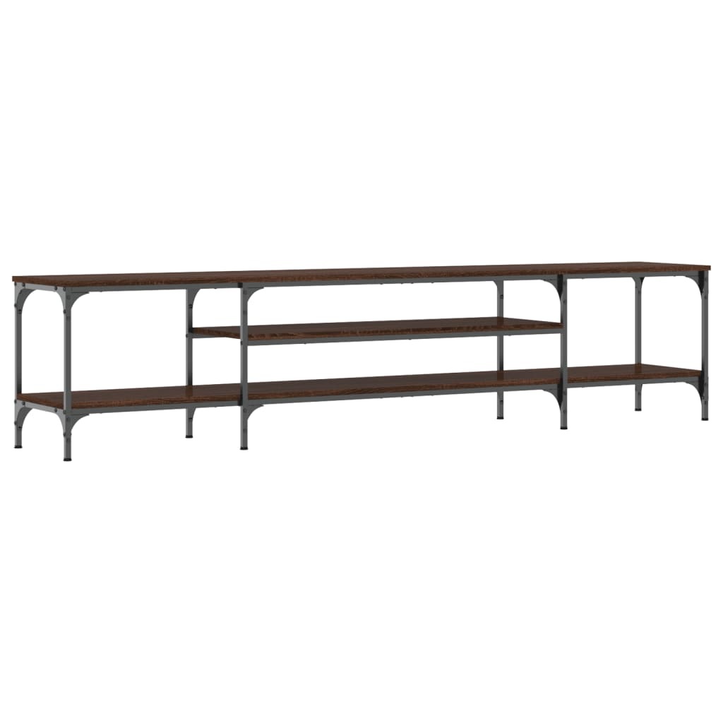 Tv-meubel 201x35x45 cm bewerkt hout en ijzer bruineikenkleurig