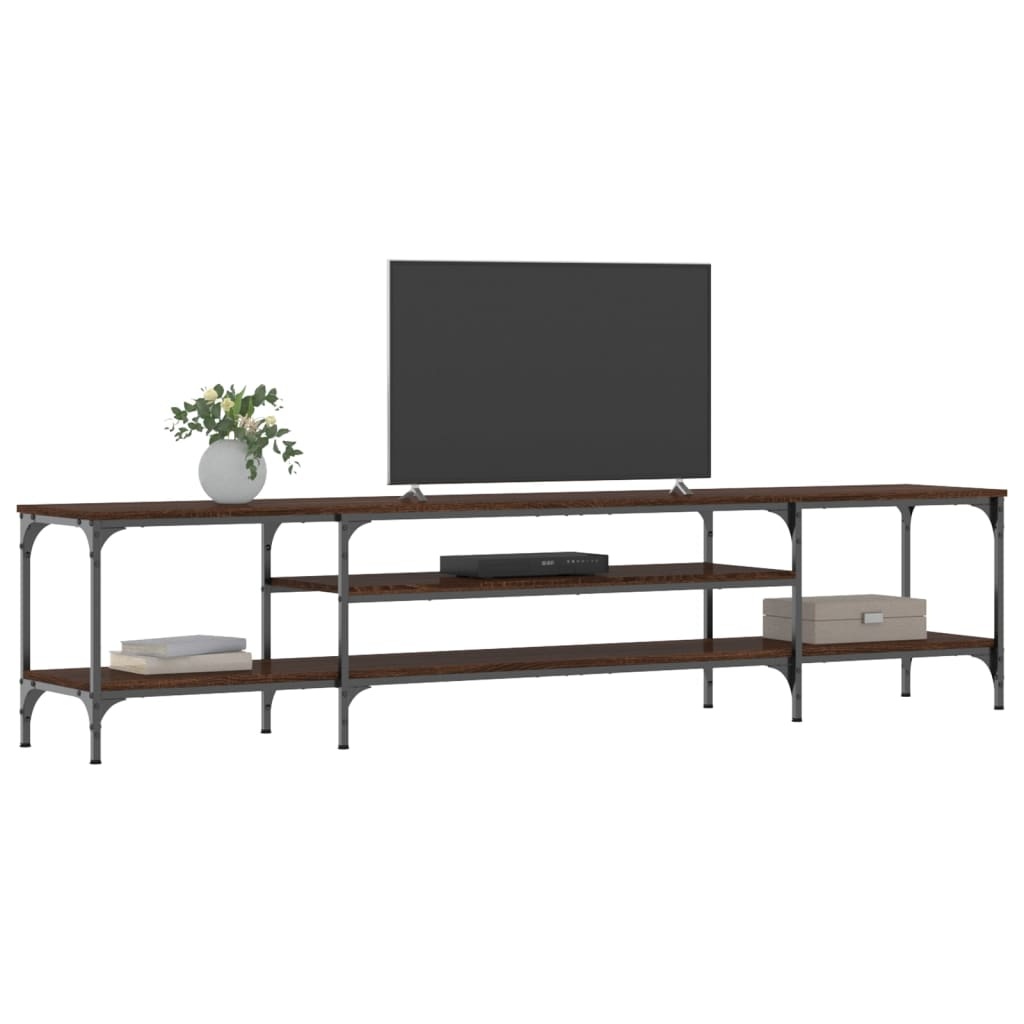 Tv-meubel 201x35x45 cm bewerkt hout en ijzer bruineikenkleurig