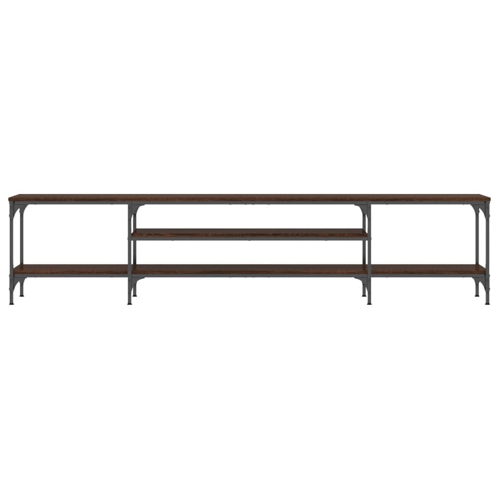 Tv-meubel 201x35x45 cm bewerkt hout en ijzer bruineikenkleurig