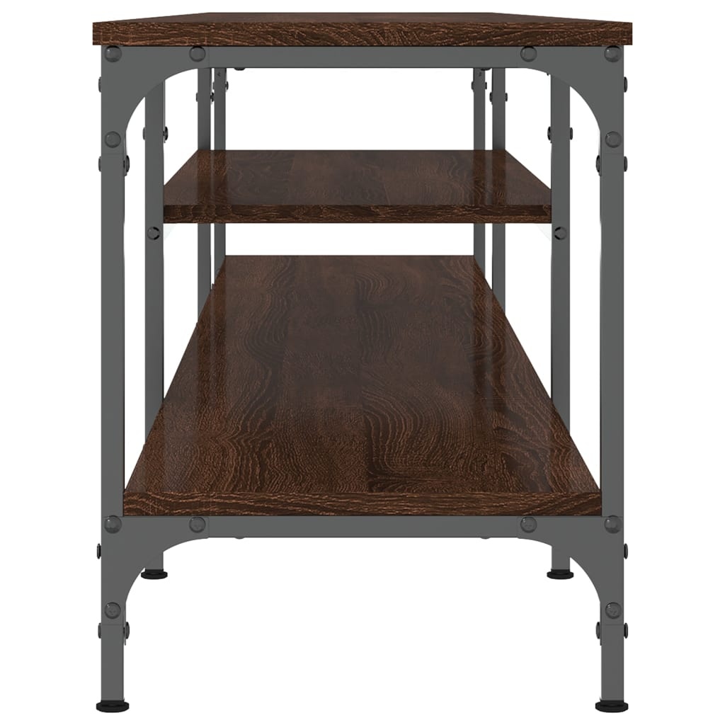 Tv-meubel 201x35x45 cm bewerkt hout en ijzer bruineikenkleurig