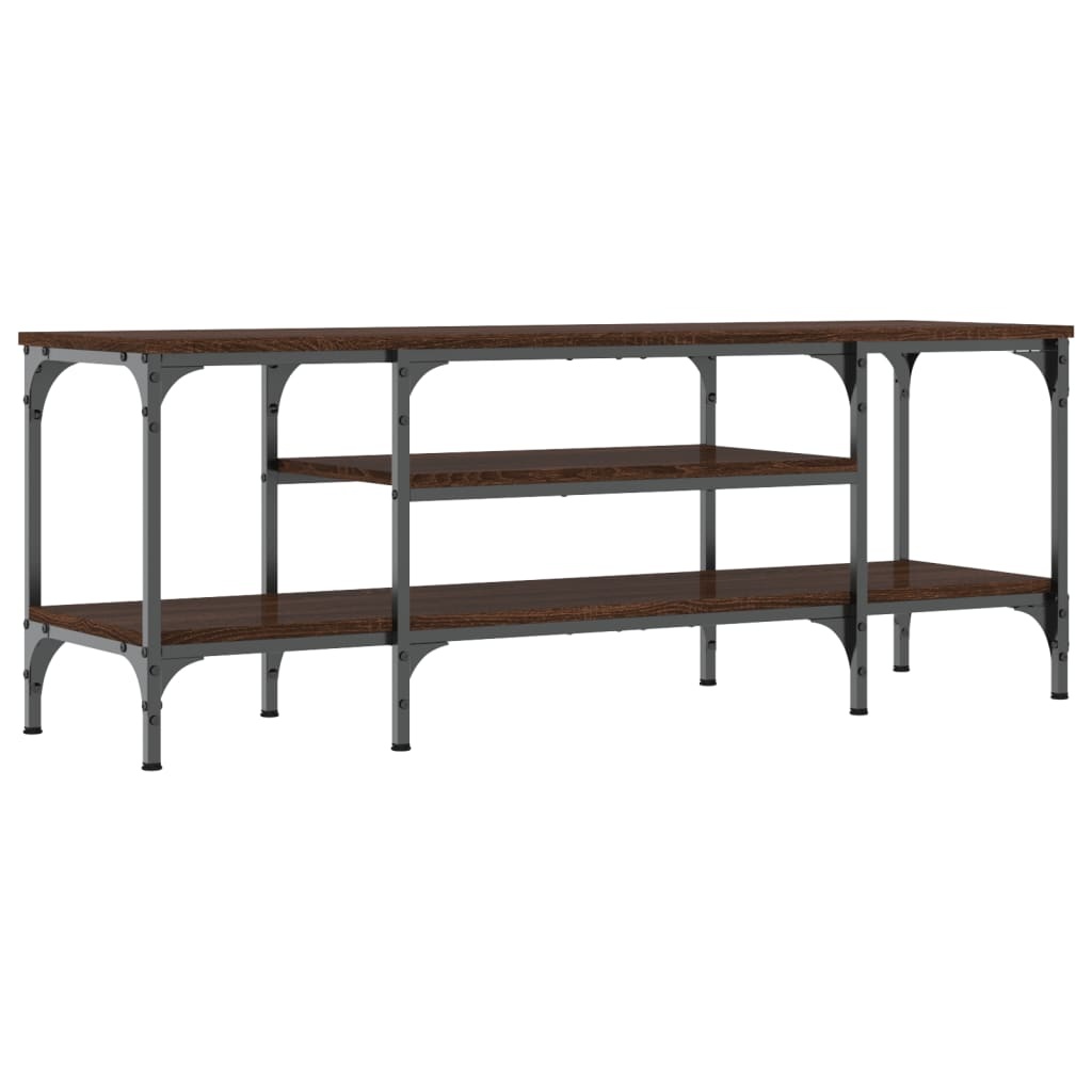 Tv-meubel 121x35x45 cm bewerkt hout en ijzer bruineikenkleurig
