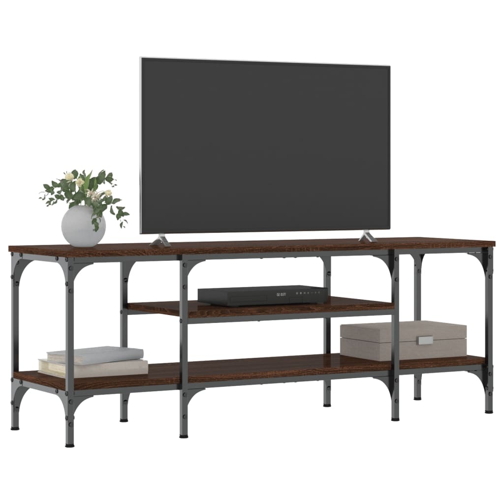 Tv-meubel 121x35x45 cm bewerkt hout en ijzer bruineikenkleurig