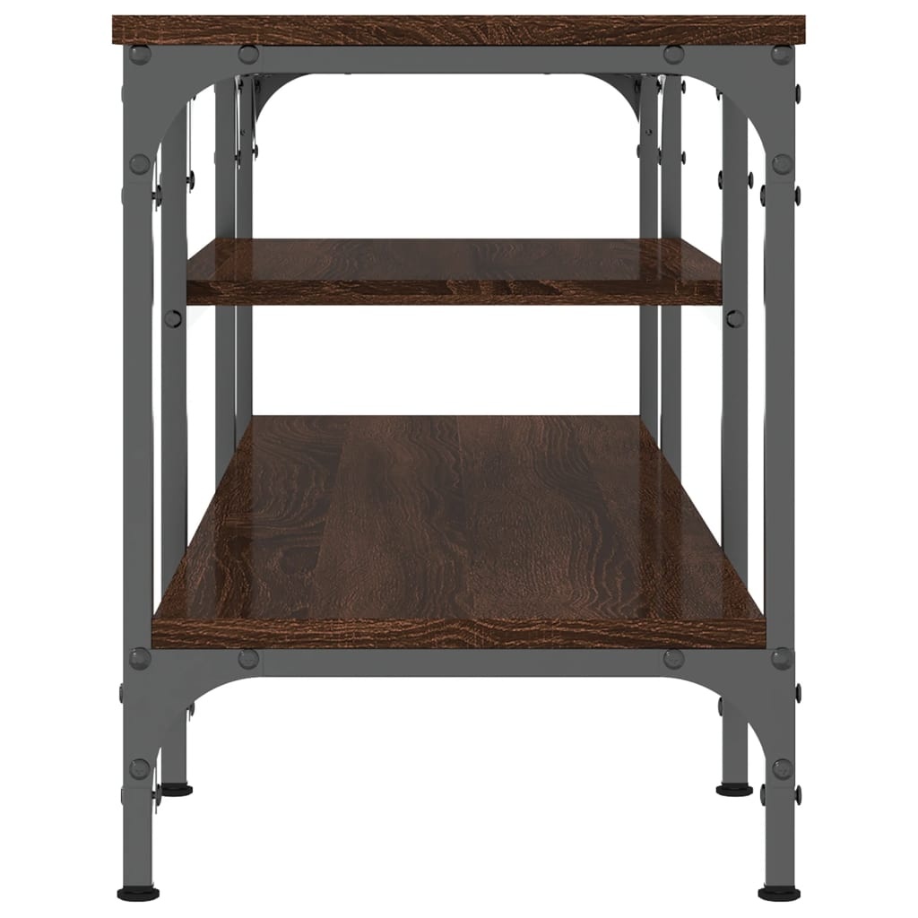 Tv-meubel 121x35x45 cm bewerkt hout en ijzer bruineikenkleurig