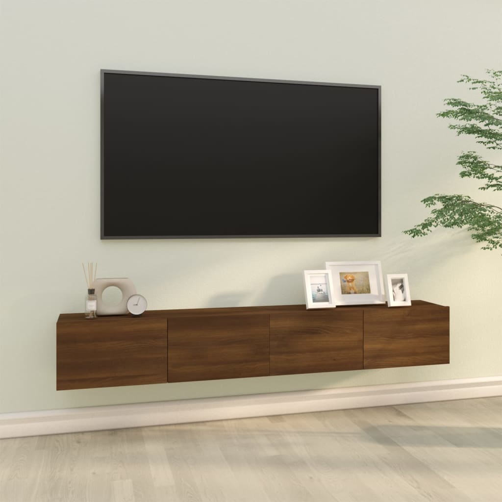 Tv-meubelen 2 st wandgemonteerd 100x30x30 cm hout bruineiken