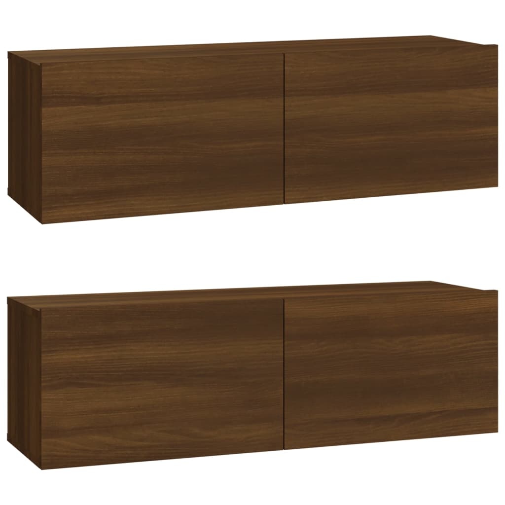 Tv-meubelen 2 st wandgemonteerd 100x30x30 cm hout bruineiken