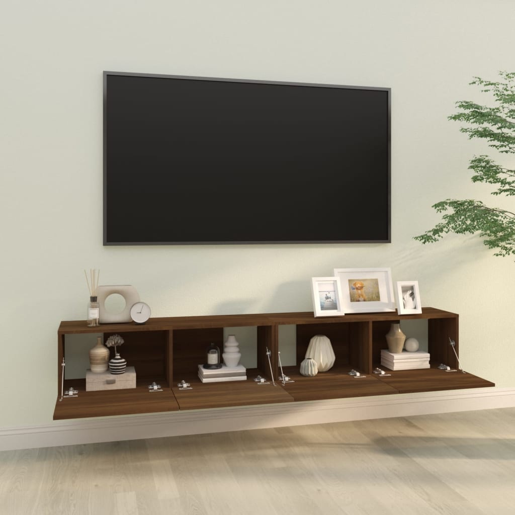 Tv-meubelen 2 st wandgemonteerd 100x30x30 cm hout bruineiken