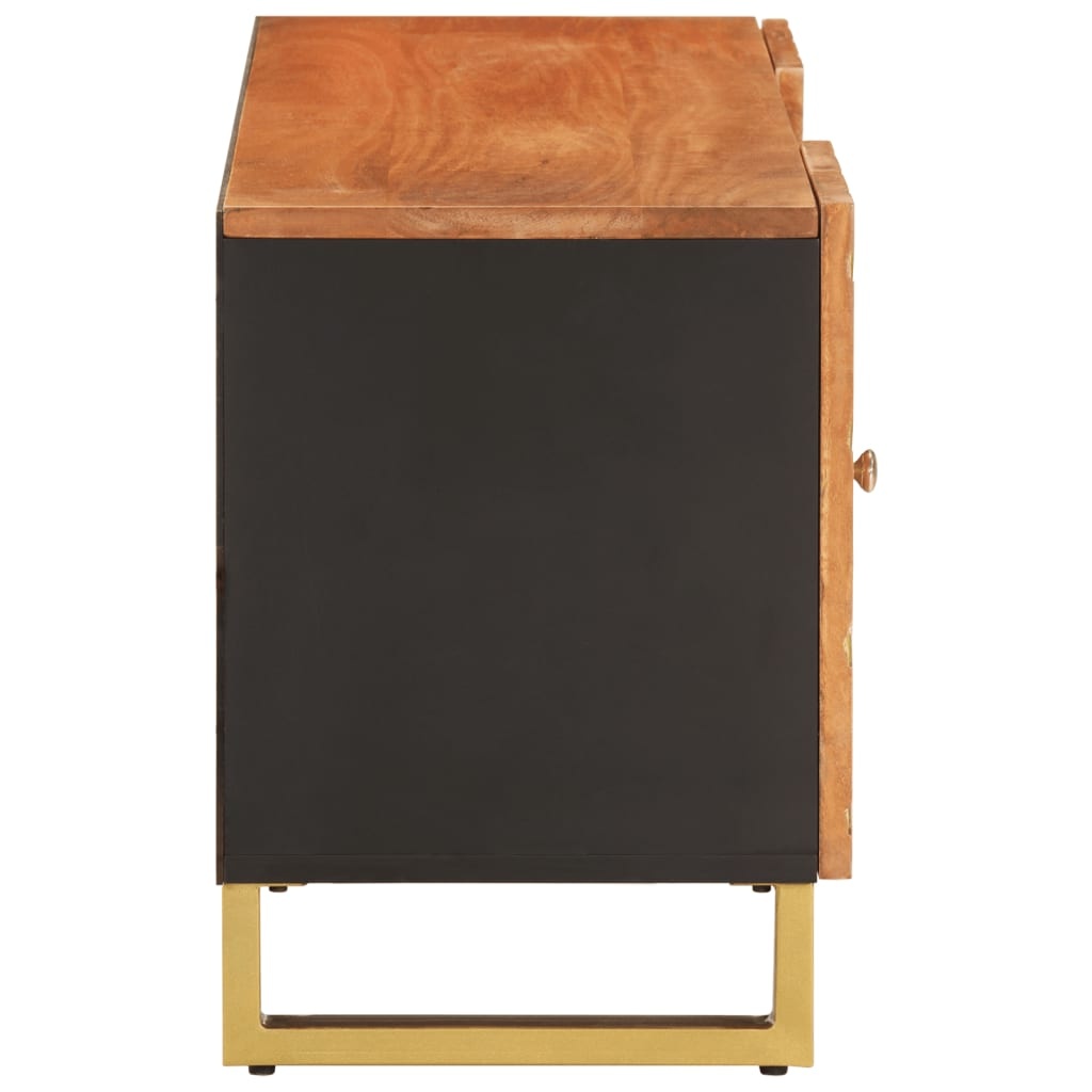 Tv-meubel 105x33,5x46 cm massief mangohout bruin en zwart