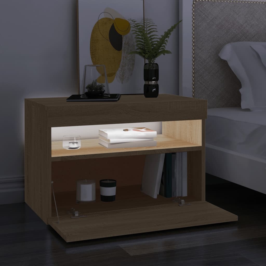 Tv-meubel met LED-verlichting 60x35x40 cm sonoma eikenkleurig