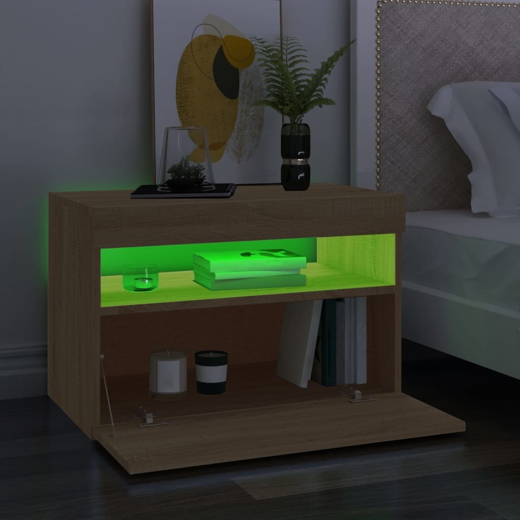 Tv-meubel met LED-verlichting 60x35x40 cm sonoma eikenkleurig