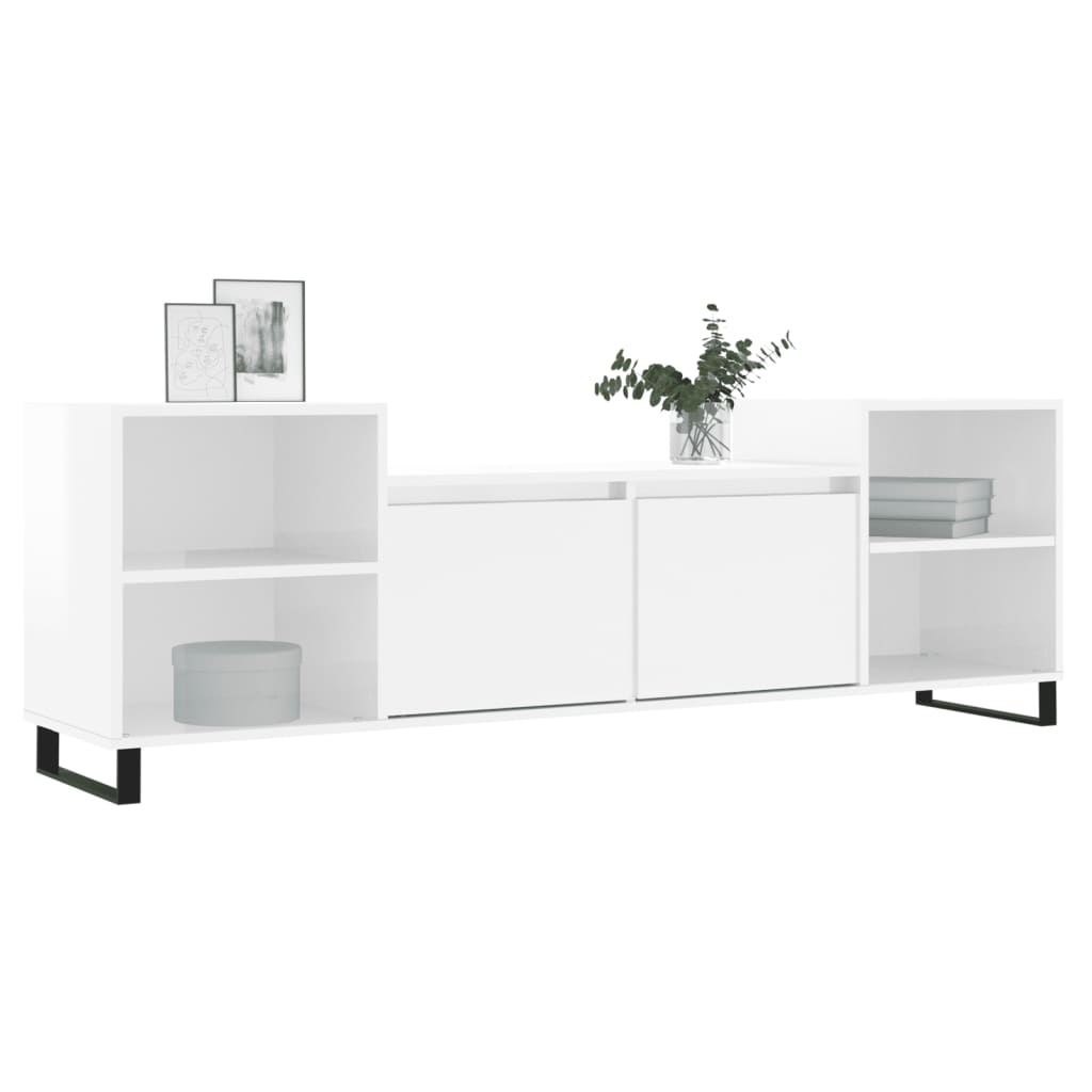 Tv-meubel 160x35x55 cm bewerkt hout hoogglans wit