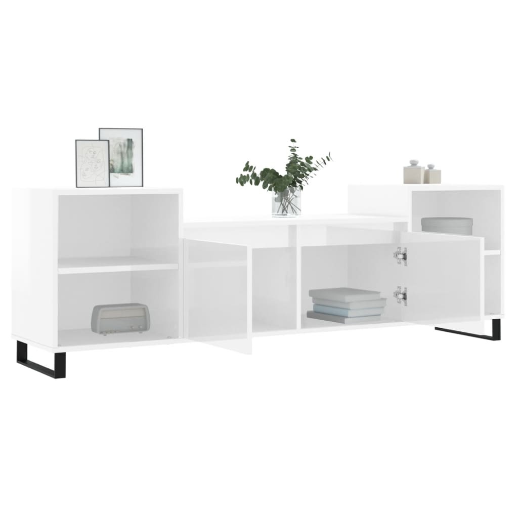 Tv-meubel 160x35x55 cm bewerkt hout hoogglans wit