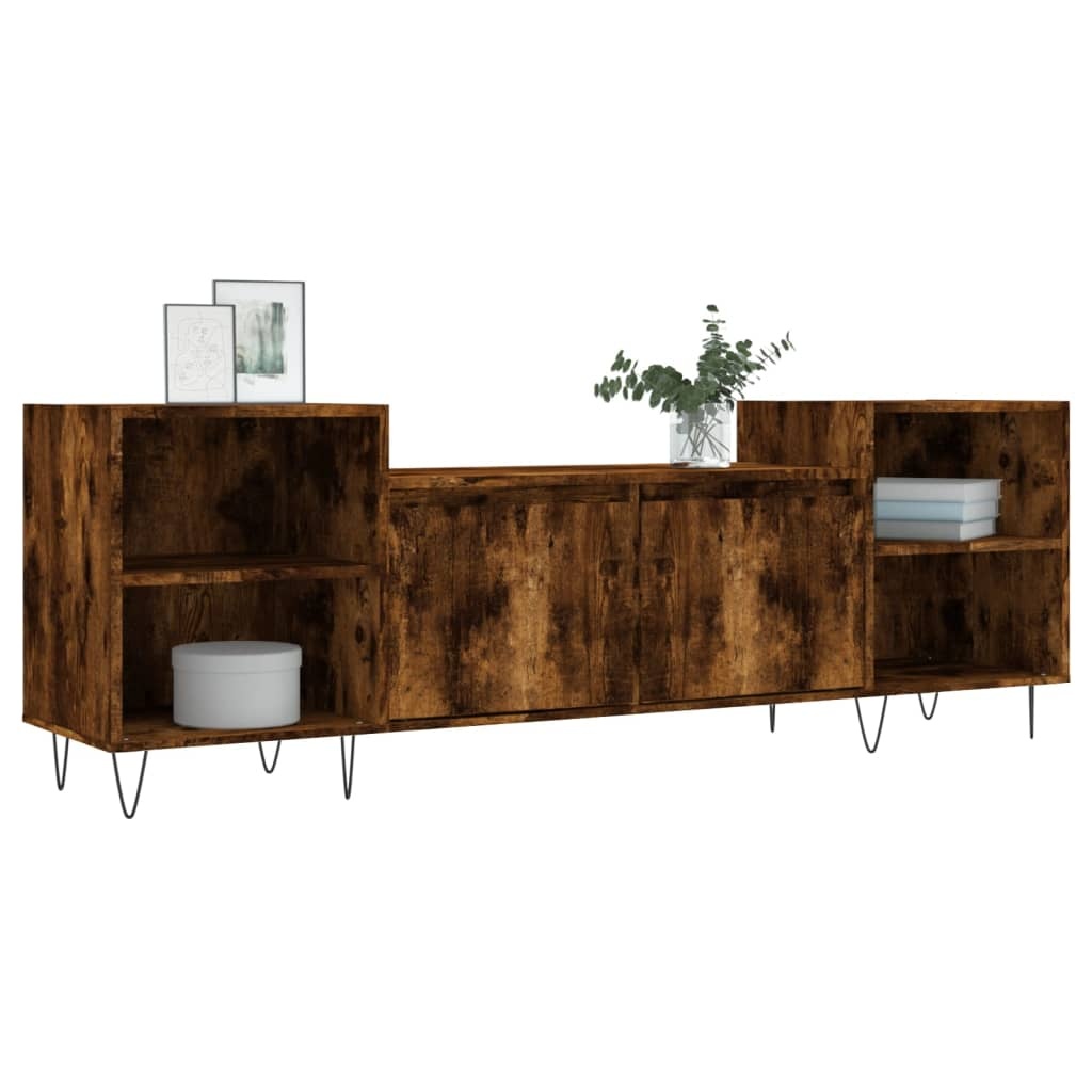 Tv-meubel 160x35x55 cm bewerkt hout gerookt eikenkleurig