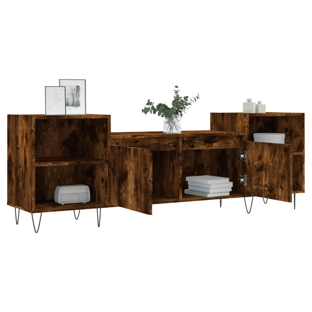 Tv-meubel 160x35x55 cm bewerkt hout gerookt eikenkleurig