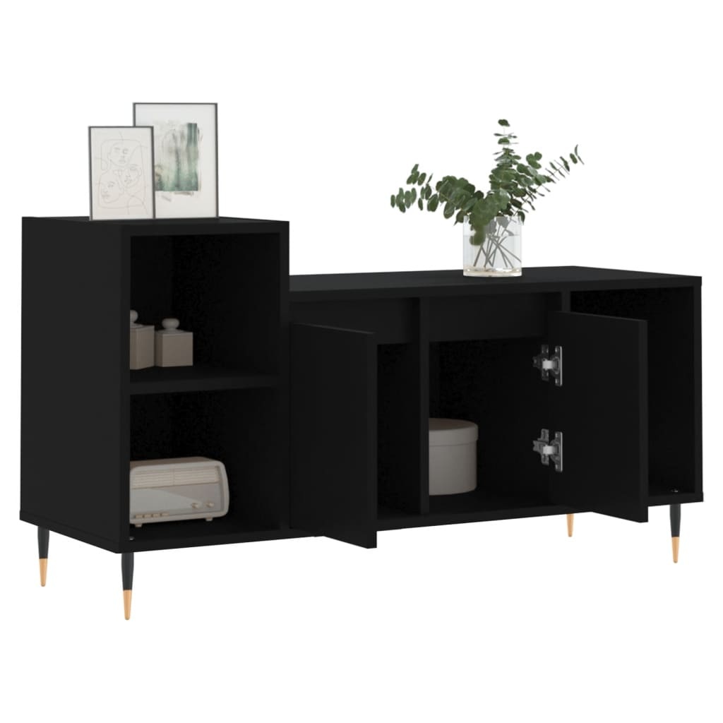 Tv-meubel 100x35x55 cm bewerkt hout zwart