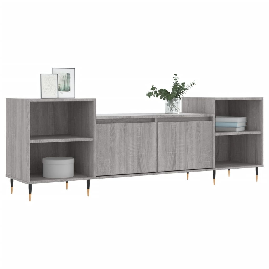 Tv-meubel 160x35x55 cm bewerkt hout grijs sonoma eikenkleurig