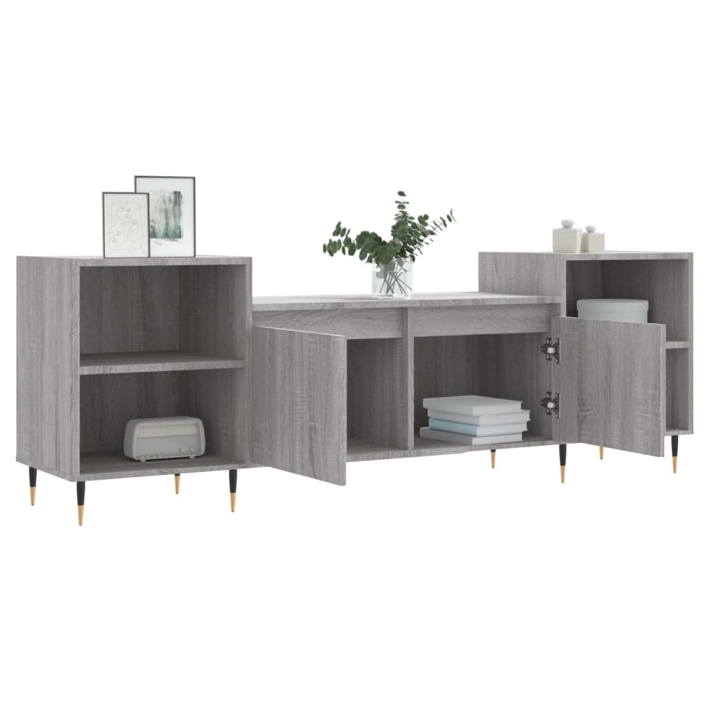 Tv-meubel 160x35x55 cm bewerkt hout grijs sonoma eikenkleurig