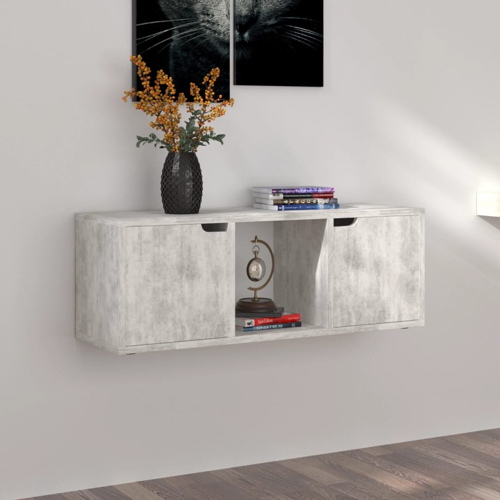 Tv-meubel 88,5x27,5x30,5 cm spaanplaat betongrijs