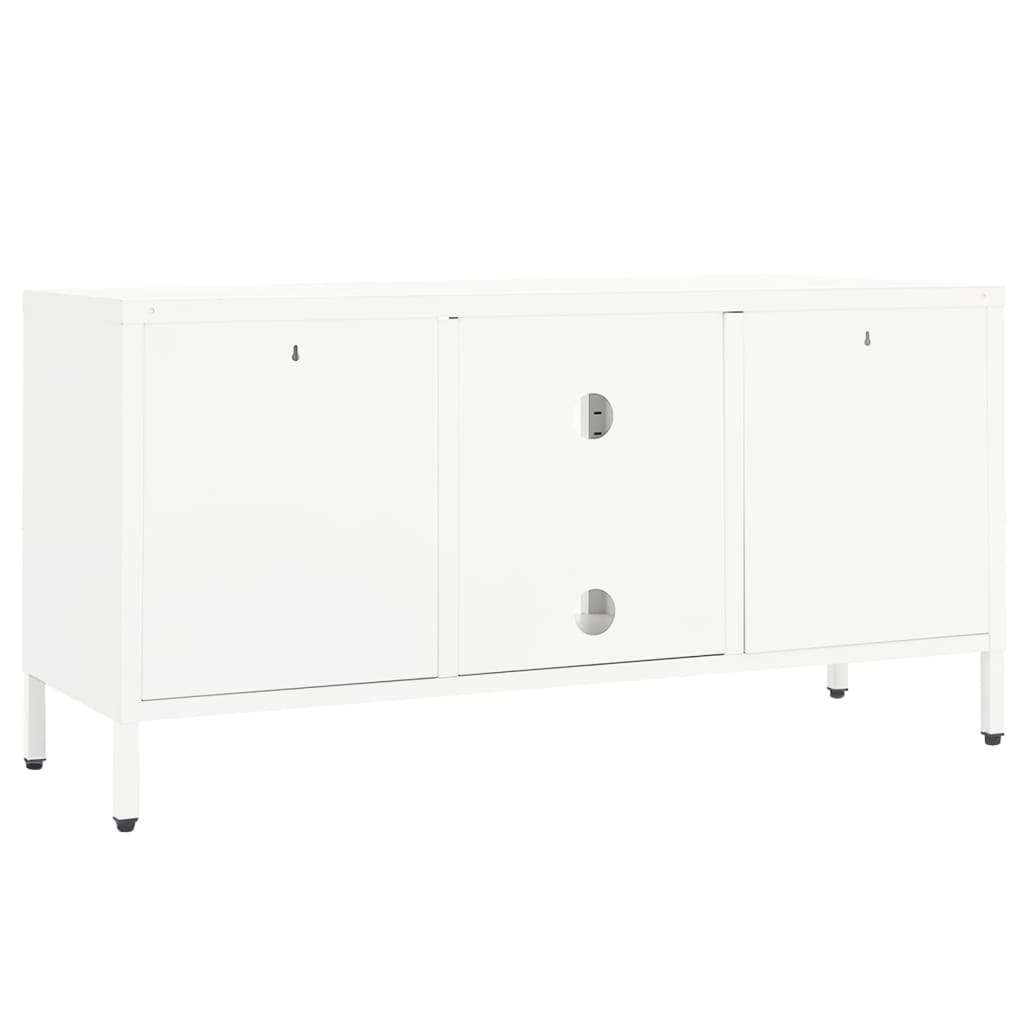 Tv-meubel 105x35x52 cm staal en glas wit