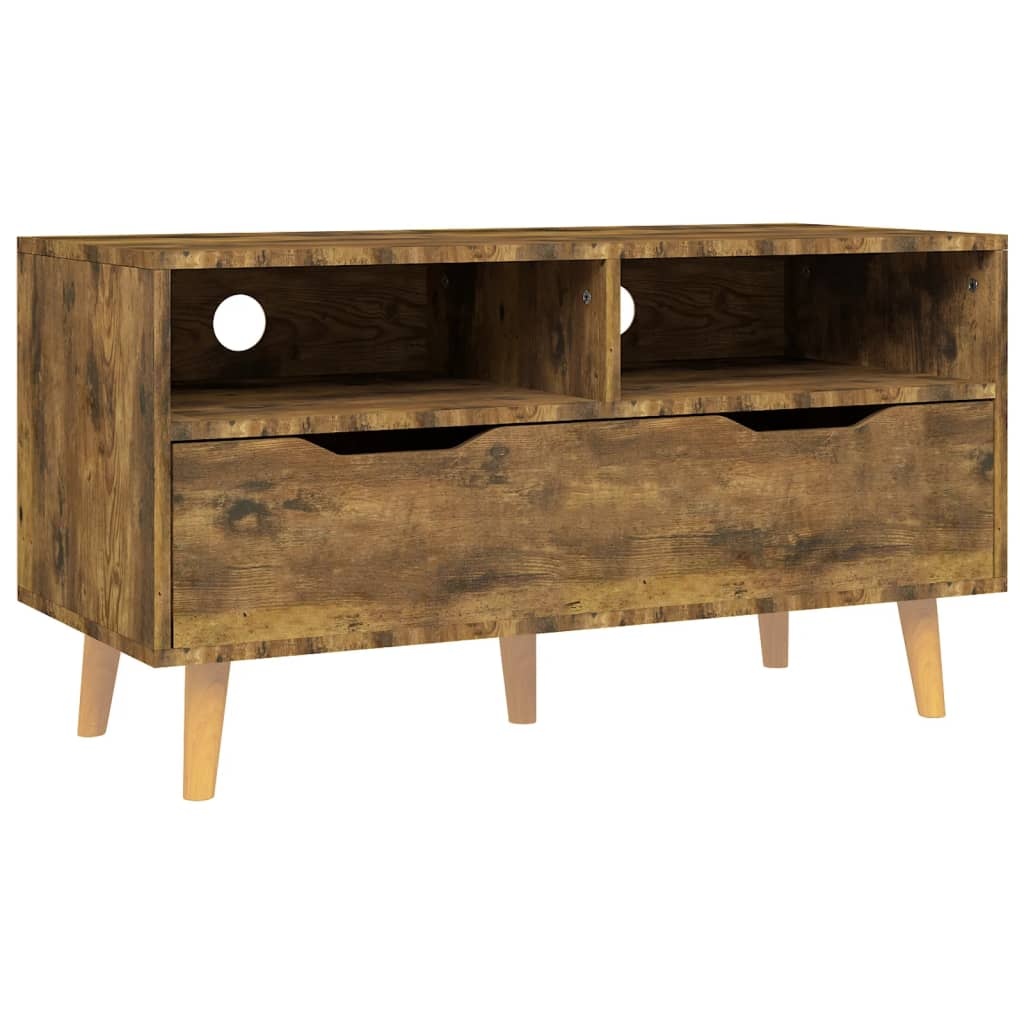 Tv-meubel 90x40x48,5 cm bewerkt hout gerookt eikenkleurig