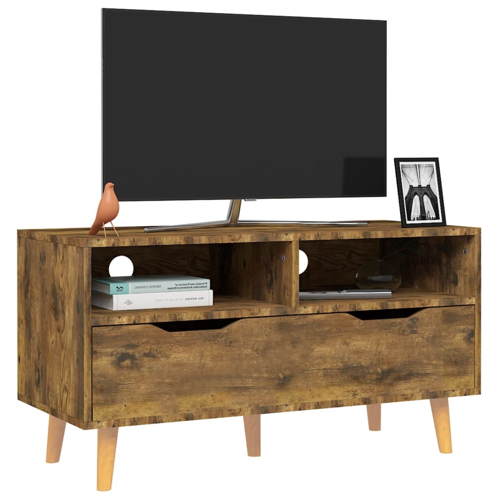 Tv-meubel 90x40x48,5 cm bewerkt hout gerookt eikenkleurig